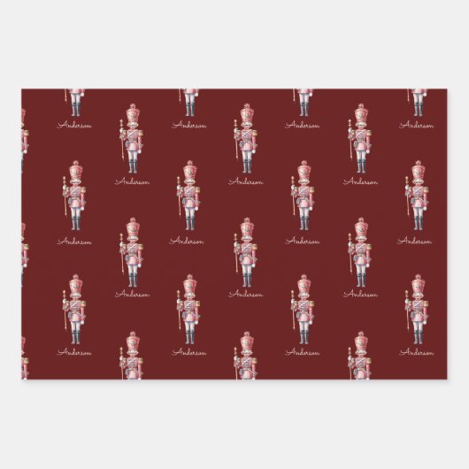 Weihnachtswrapping Paper Personalisiert Nutcracker Geschenkpapier Set (Vorderseite)