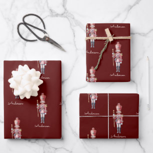 Weihnachtswrapping Paper Personalisiert Nutcracker Geschenkpapier Set