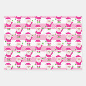 Weihnachtswrapping Paper Pink & Green Santa Strip Geschenkpapier Set (Vorderseite 3)