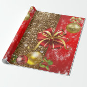 Weihnachtswrapping Paper Red Bow Geschenkpapier (Ungerollt)