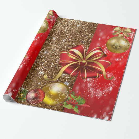 Weihnachtswrapping Paper Red Bow Geschenkpapier (Ungerollt)