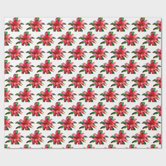 Weihnachtswrapping Paper Red Bromeliads Geschenkpapier (Flach)