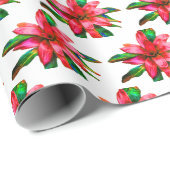 Weihnachtswrapping Paper Red Bromeliads Geschenkpapier (Rolleneckpunkt)