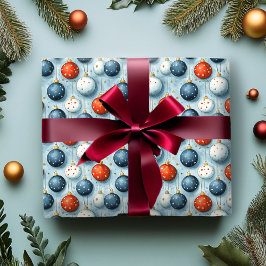 Weihnachtswrapping Paper Red White & Blue Ornament Geschenkpapier