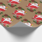 Weihnachtswrapping Paper Santa Brown Geschenkpapier (Ecke)