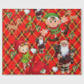 Weihnachtswrapping Paper Santa Elf Geschenkpapier (Flach)