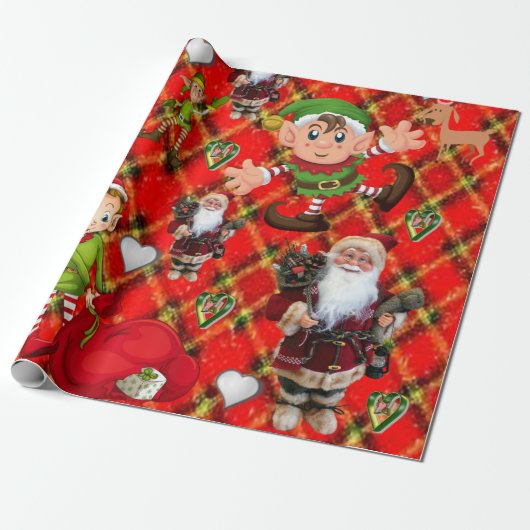 Weihnachtswrapping Paper Santa Elf Geschenkpapier (Ungerollt)