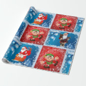 Weihnachtswrapping Paper Santa Elf Geschenkpapier (Ungerollt)