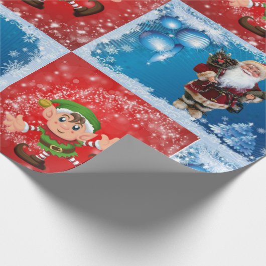 Weihnachtswrapping Paper Santa Elf Geschenkpapier (Ecke)