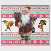 Weihnachtswrapping Paper Santa Elf Geschenkpapier (Flach)