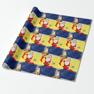 Weihnachtswrapping Paper Santa Kitten Geschenkpapier