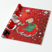 Weihnachtswrapping Paper Santa Mrs. Claus Geschenkpapier (Ungerollt)