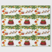 Weihnachtswrapping Paper Santa Sleigh Geschenkpapier (Flach)