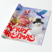Weihnachtswrapping Paper Santa Snowman Geschenkpapier (Ungerollt)