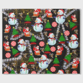 Weihnachtswrapping Paper Santa Snowman Geschenkpapier (Flach)