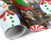 Weihnachtswrapping Paper Santa Snowman Geschenkpapier (Rolleneckpunkt)