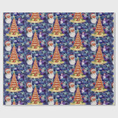 Weihnachtswrapping Paper Santa Tree Geschenkpapier (Flach)
