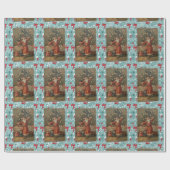 Weihnachtswrapping Paper Santa, Vintag Geschenkpapier (Flach)