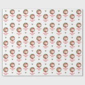 Weihnachtswrapping Paper Santa Wreath Personalisie Geschenkpapier (Flach)