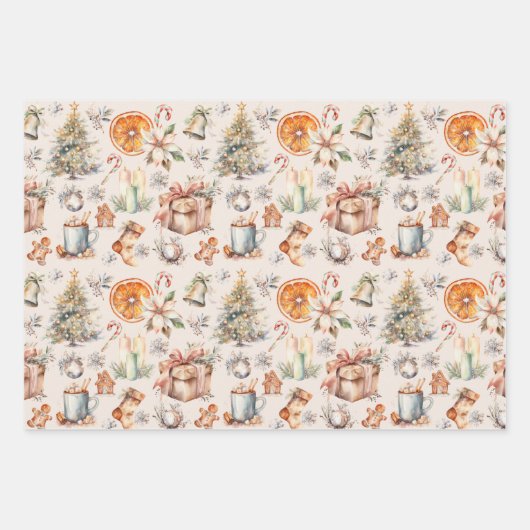 Weihnachtswrapping Paper Set von 3 Designs Geschenkpapier Set (Vorderseite)