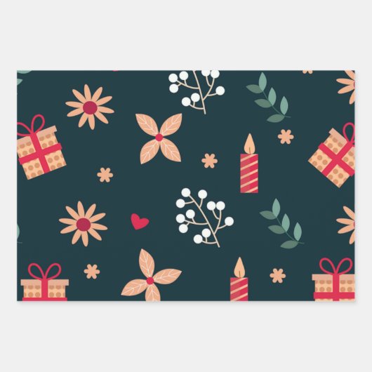 Weihnachtswrapping Paper Sheets Geschenkpapier Set (Vorderseite 3)