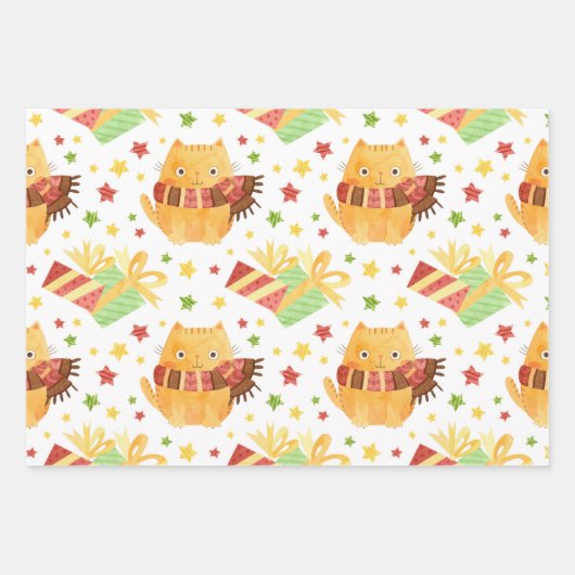 Weihnachtswrapping Paper Sheets von Katzen Geschenkpapier Set (Vorderseite 2)