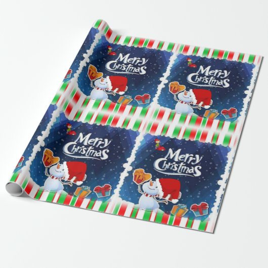 Weihnachtswrapping Paper Snowman Elf Geschenkpapier (Ungerollt)