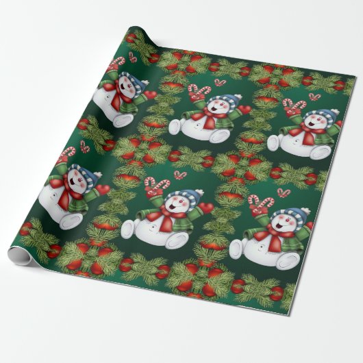 Weihnachtswrapping Paper Snowman Geschenkpapier (Ungerollt)