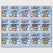 Weihnachtswrapping Paper Snowman Geschenkpapier (Flach)