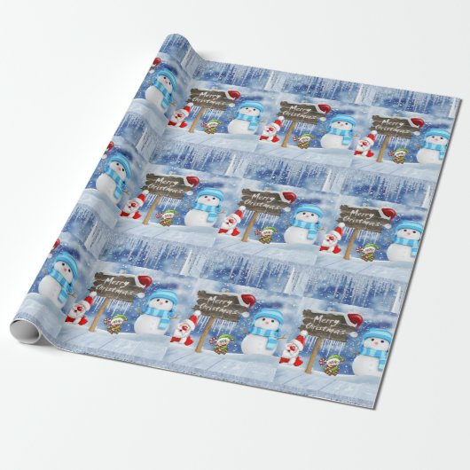 Weihnachtswrapping Paper Snowman Geschenkpapier (Ungerollt)