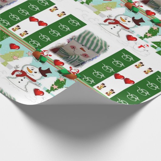 Weihnachtswrapping Paper Snowman Liebe Geschenkpapier (Ecke)