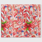 Weihnachtswrapping Paper Snowman Peppermint Geschenkpapier (Flach)