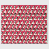 Weihnachtswrapping Paper - Space Snow Man (Rot) Geschenkpapier (Flach)