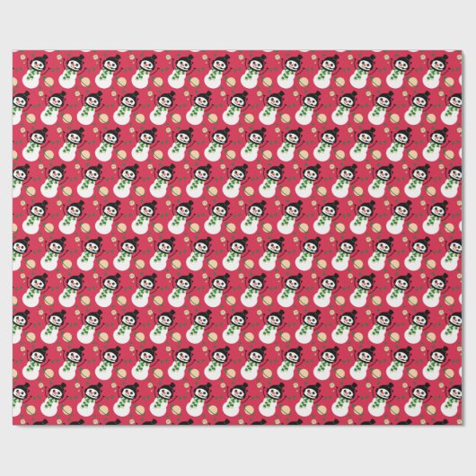 Weihnachtswrapping Paper - Space Snow Man (Rot) Geschenkpapier (Flach)