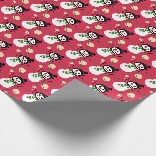 Weihnachtswrapping Paper - Space Snow Man (Rot) Geschenkpapier (Ecke)