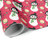Weihnachtswrapping Paper - Space Snow Man (Rot) Geschenkpapier (Rolleneckpunkt)