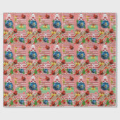 Weihnachtswrapping Paper Teddy Bären Strip Geschenkpapier (Flach)