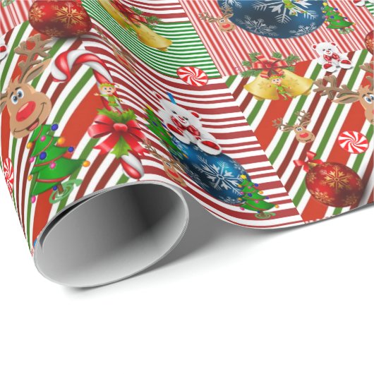 Weihnachtswrapping Paper Teddy Bären Strip Geschenkpapier (Rolleneckpunkt)