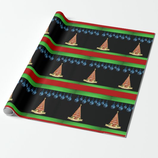 Weihnachtswrapping Paper Tree Black Geschenkpapier (Ungerollt)