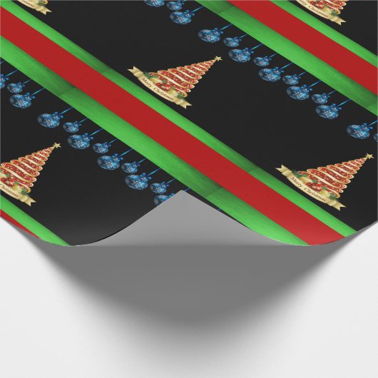 Weihnachtswrapping Paper Tree Black Geschenkpapier (Ecke)