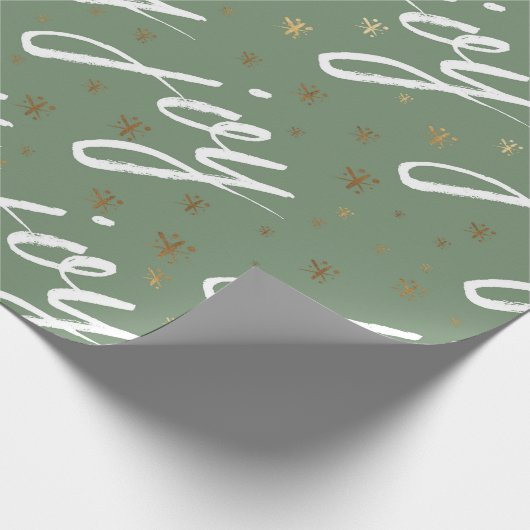 Weihnachtswrapping Paper von Green Joy Script Geschenkpapier (Ecke)