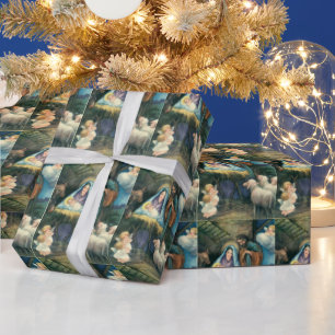 Weihnachtswrapping Paper von Nativity Scene Vintag Geschenkpapier