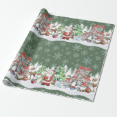 Weihnachtswrapping Paper von Santa Snowman Reindee Geschenkpapier (Ungerollt)