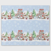 Weihnachtswrapping Paper von Santa Snowman Reindee Geschenkpapier (Flach)