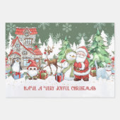 Weihnachtswrapping Paper von Santa Snowman Reindee Geschenkpapier Set (Vorderseite)