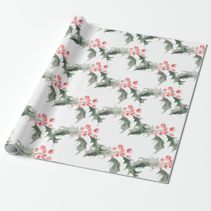 Weihnachtswrapping Paper Watercolor Botanisch Geschenkpapier