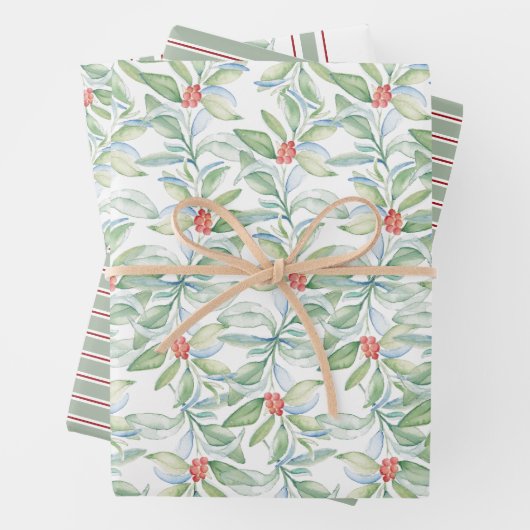 Weihnachtswrapping Paper Watercolor Botanisch Geschenkpapier Set (Beispiel)