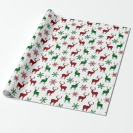 Weihnachtswrapping Paper Xmas Hirsch Rot Grün Kari Geschenkpapier