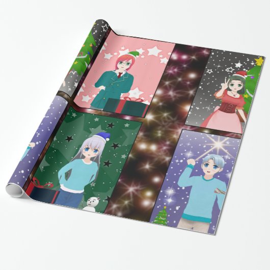 Weihnachtswrapping Paper zum Thema Anime Geschenkpapier (Ungerollt)