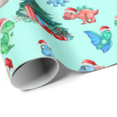 Weihnachtswrapping Papier Dinosaurier Kinder Niedl Geschenkpapier (Rolleneckpunkt)